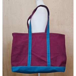 RARE Vintage 22" L.L. Bean Magenta And Teal Canvas Boat And Tote Made In U.S.A
